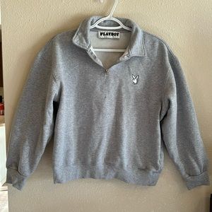 Grey Playboy quarter-zip